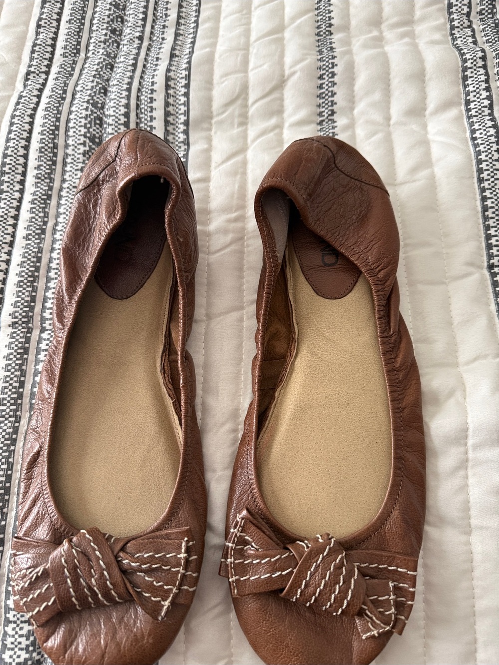 Abound Brown Leather Bow Ballet Flats